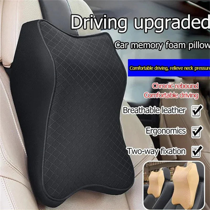 Universal Imported Leather Style Neckrest Backrest Pillow | Breathable Neck Support Cushion