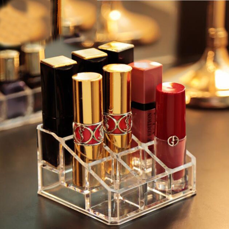 9 Grid Acrylic Makeup Organizer Transparent Storage Box Cosmetic Box